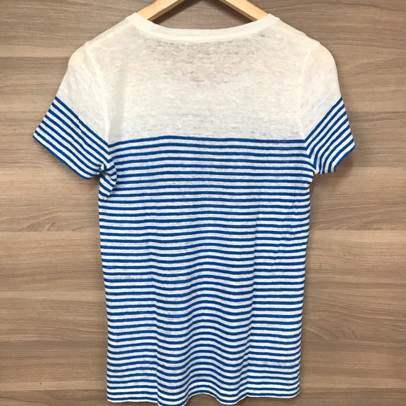 J. Crew Engineer Stripe Linen T-shirt Medium - Picture 5 of 5